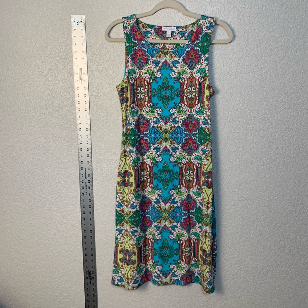 Charter Club Blue and Yellow sleeveless Midi Dress